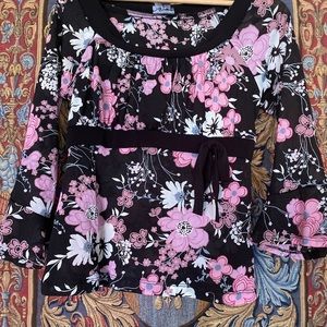 My Michelle pink, white and black flowered top